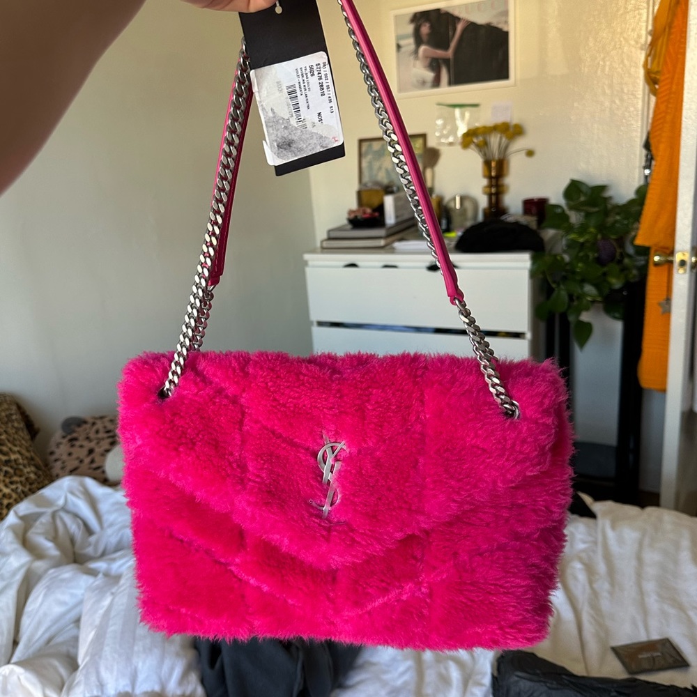 Saint Laurent Shearling LouLou Magenta